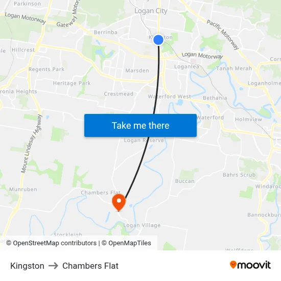 Kingston to Chambers Flat map