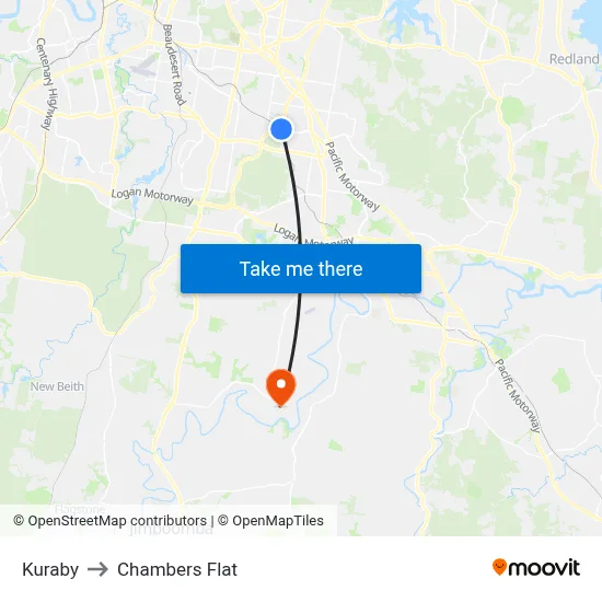 Kuraby to Chambers Flat map