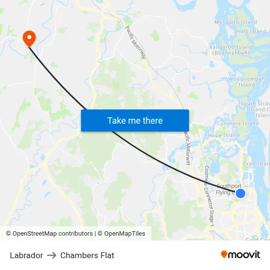 Labrador to Chambers Flat map