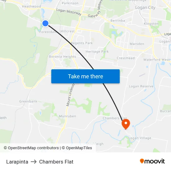 Larapinta to Chambers Flat map