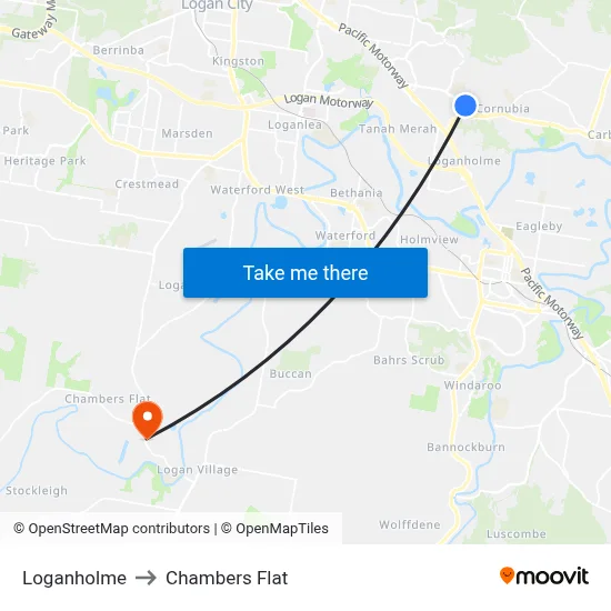 Loganholme to Chambers Flat map