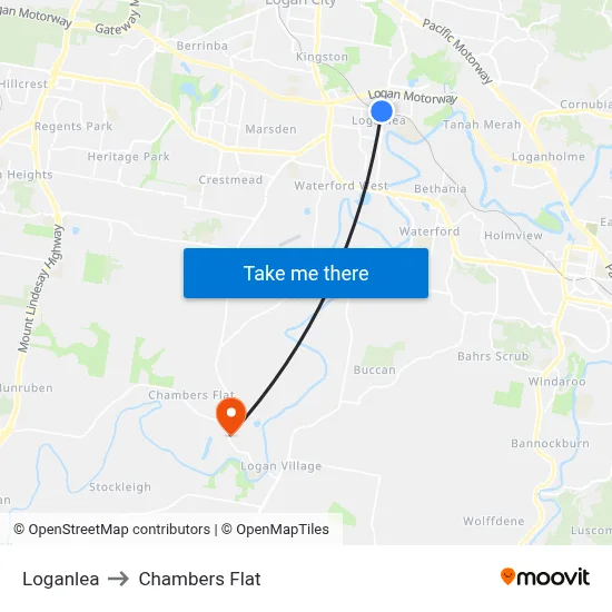Loganlea to Chambers Flat map