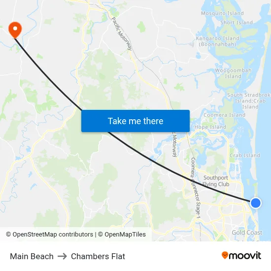 Main Beach to Chambers Flat map
