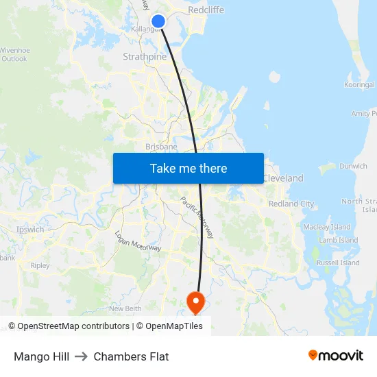 Mango Hill to Chambers Flat map