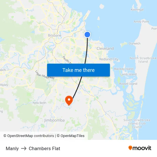 Manly to Chambers Flat map
