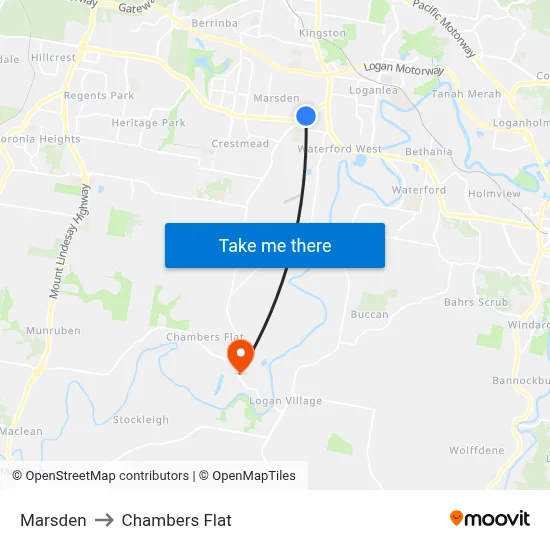 Marsden to Chambers Flat map