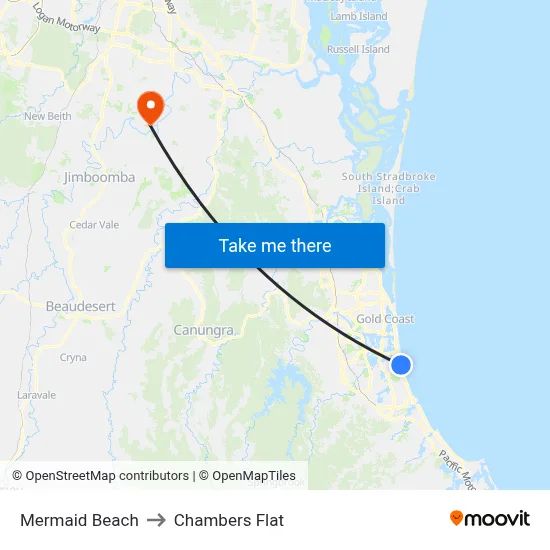 Mermaid Beach to Chambers Flat map
