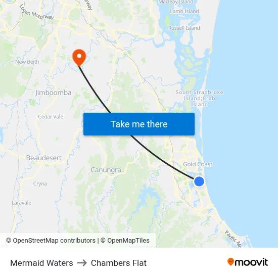 Mermaid Waters to Chambers Flat map