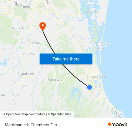 Merrimac to Chambers Flat map