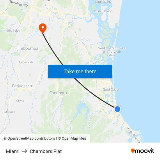 Miami to Chambers Flat map