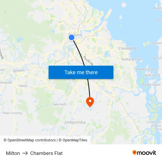Milton to Chambers Flat map