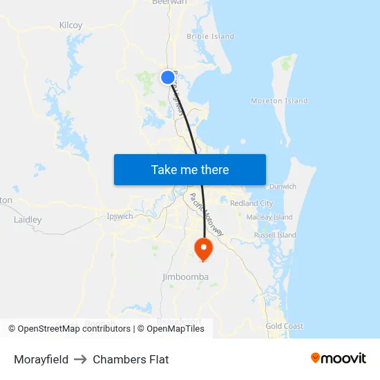 Morayfield to Chambers Flat map
