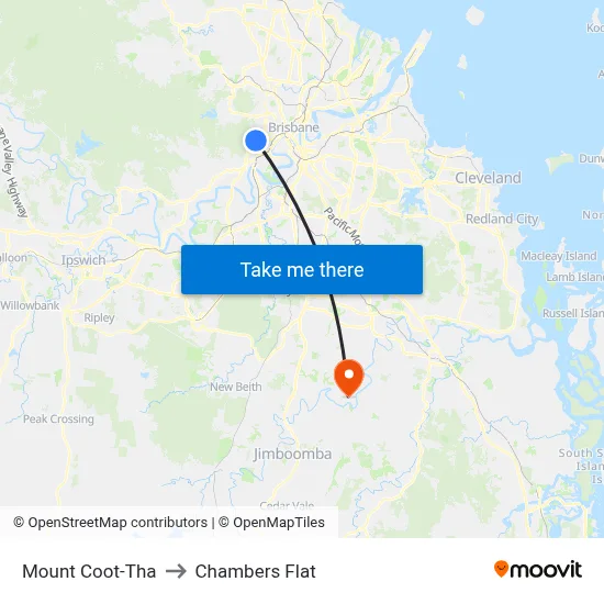 Mount Coot-Tha to Chambers Flat map