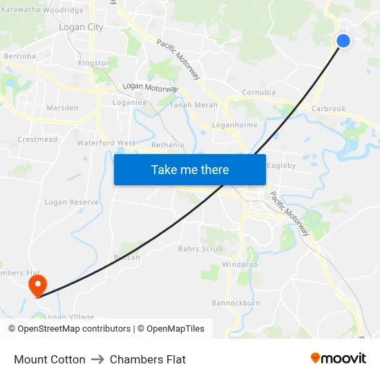 Mount Cotton to Chambers Flat map
