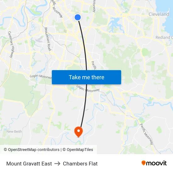 Mount Gravatt East to Chambers Flat map