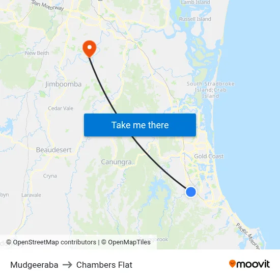 Mudgeeraba to Chambers Flat map