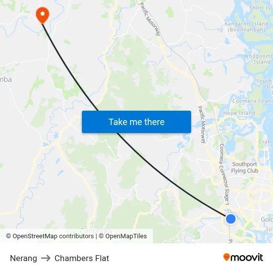 Nerang to Chambers Flat map