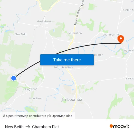 New Beith to Chambers Flat map