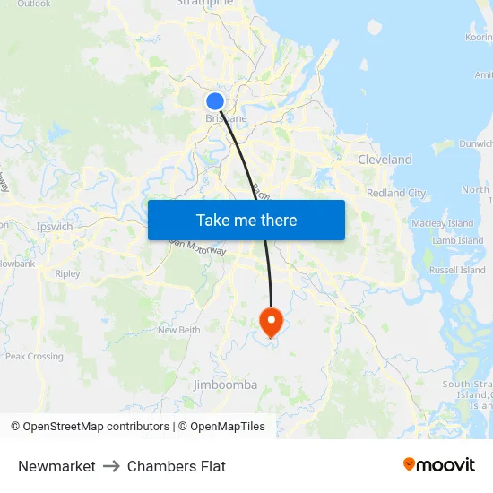 Newmarket to Chambers Flat map