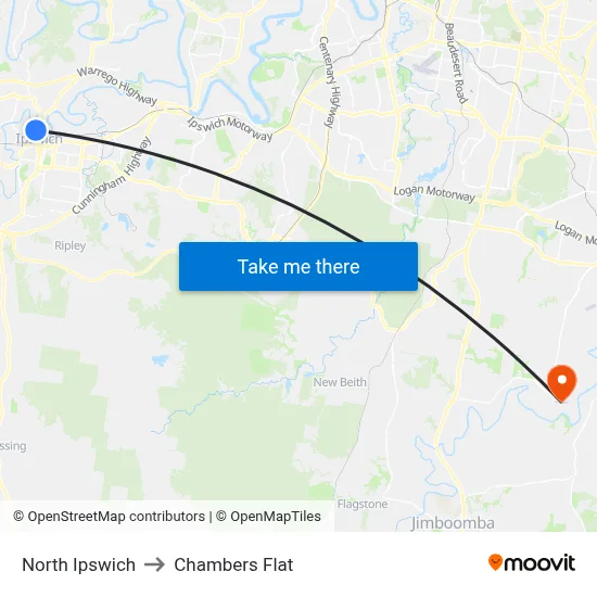 North Ipswich to Chambers Flat map