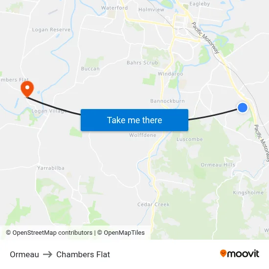 Ormeau to Chambers Flat map