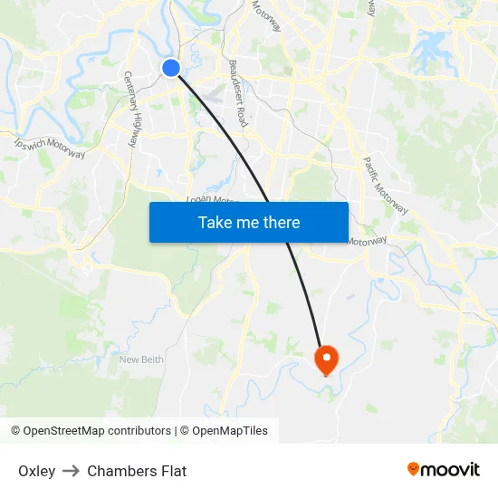 Oxley to Chambers Flat map