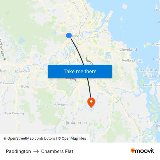 Paddington to Chambers Flat map