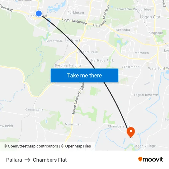 Pallara to Chambers Flat map