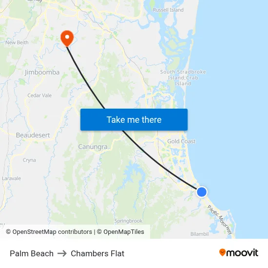Palm Beach to Chambers Flat map