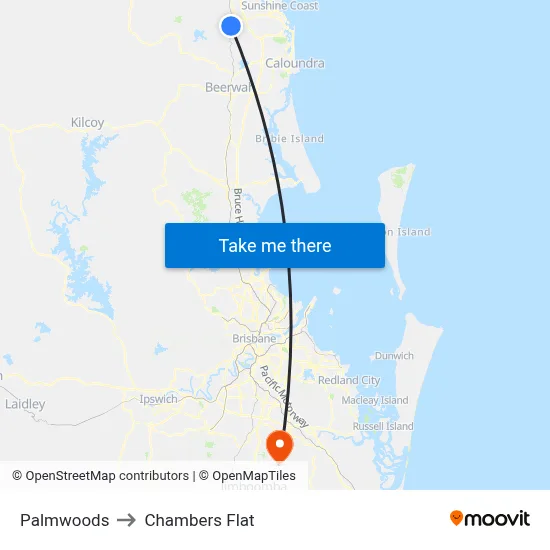 Palmwoods to Chambers Flat map