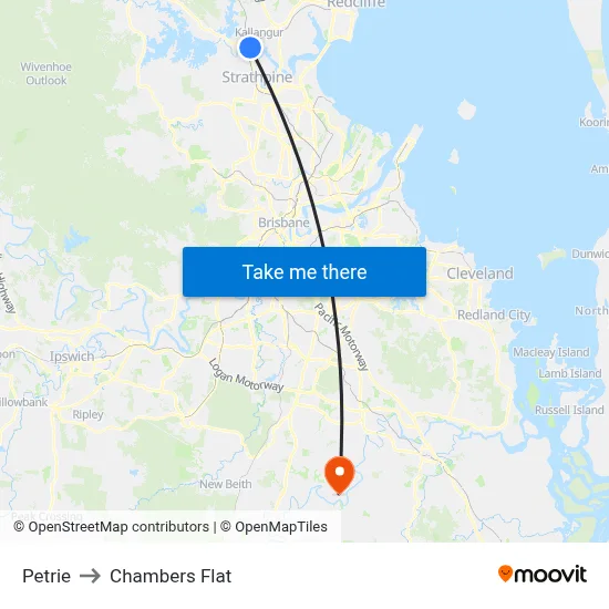 Petrie to Chambers Flat map