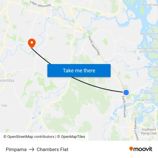 Pimpama to Chambers Flat map