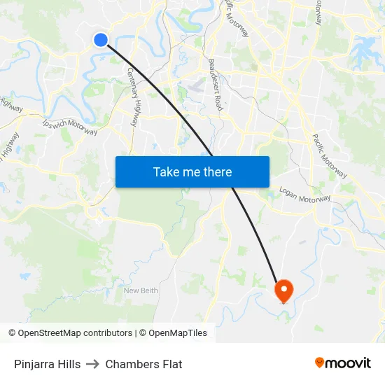 Pinjarra Hills to Chambers Flat map