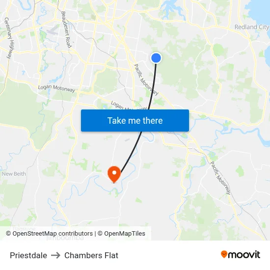 Priestdale to Chambers Flat map