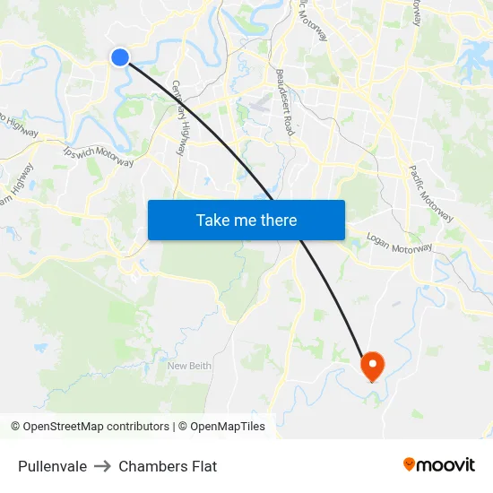 Pullenvale to Chambers Flat map