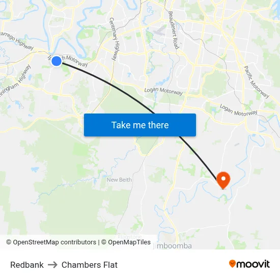 Redbank to Chambers Flat map