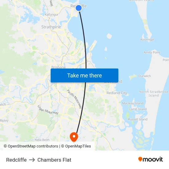 Redcliffe to Chambers Flat map