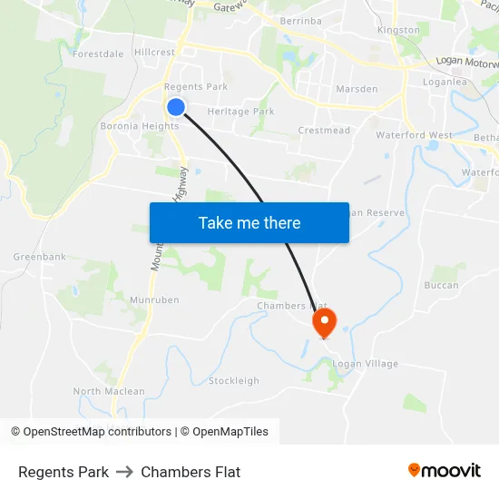Regents Park to Chambers Flat map