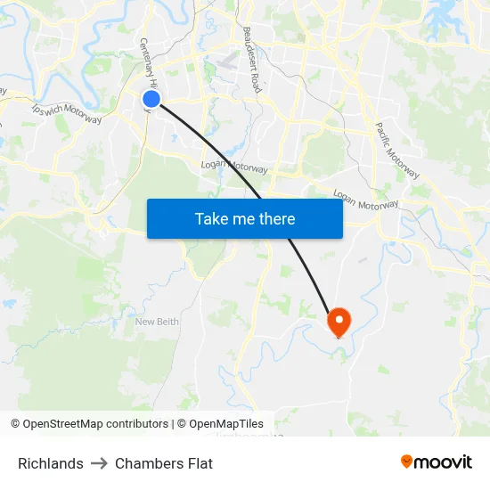 Richlands to Chambers Flat map