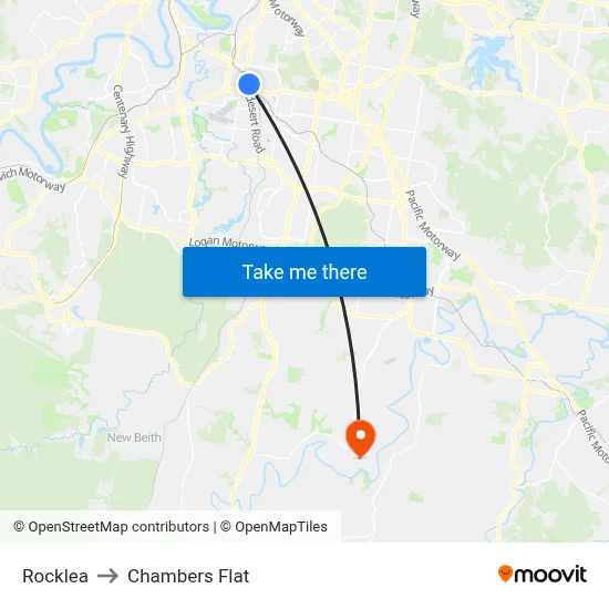 Rocklea to Chambers Flat map