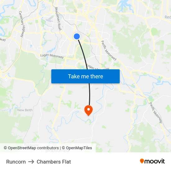 Runcorn to Chambers Flat map