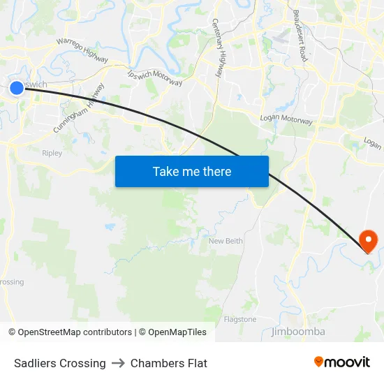 Sadliers Crossing to Chambers Flat map