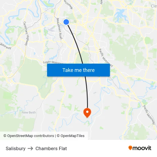 Salisbury to Chambers Flat map