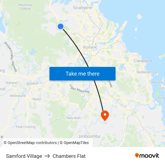 Samford Village to Chambers Flat map