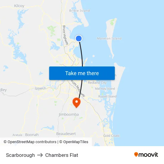 Scarborough to Chambers Flat map