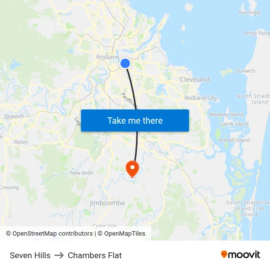 Seven Hills to Chambers Flat map