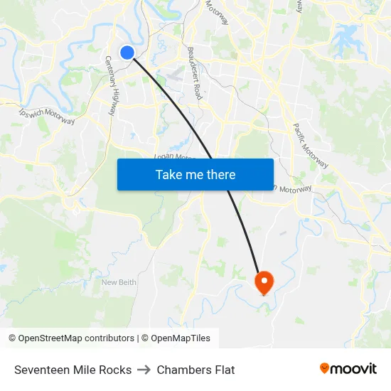 Seventeen Mile Rocks to Chambers Flat map