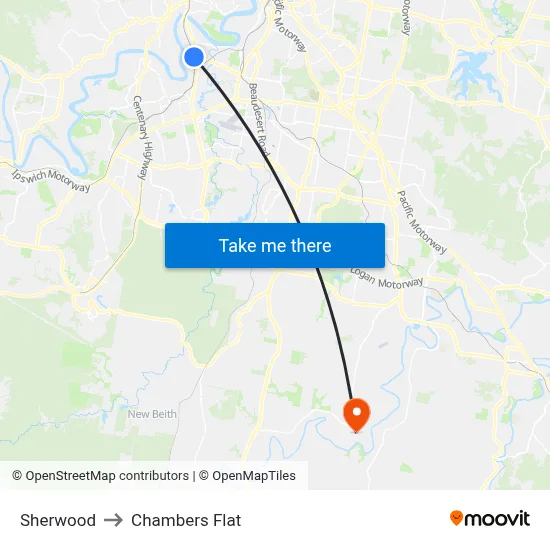 Sherwood to Chambers Flat map