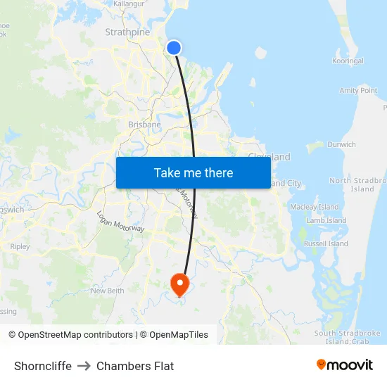 Shorncliffe to Chambers Flat map
