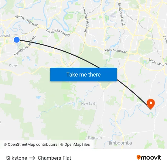 Silkstone to Chambers Flat map